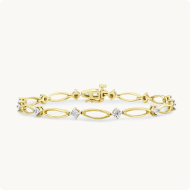 Marquise-Shape Diamond Link Bracelet in 10k Yellow Gold