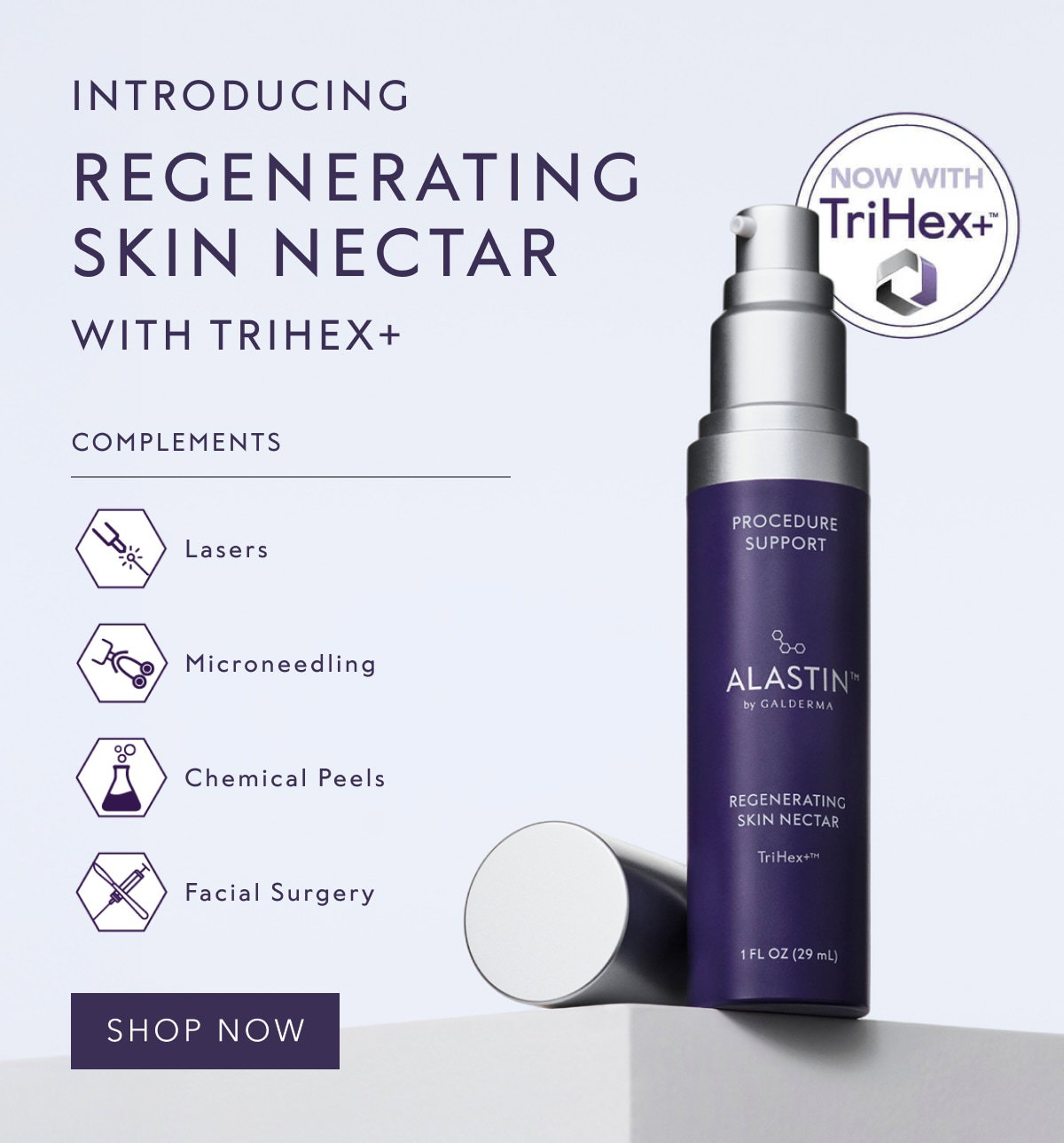 INTRODUCING REGENERATING SKIN NECTAR WITH TRIHEX+ COMPLEMENTS | SHOP NOW