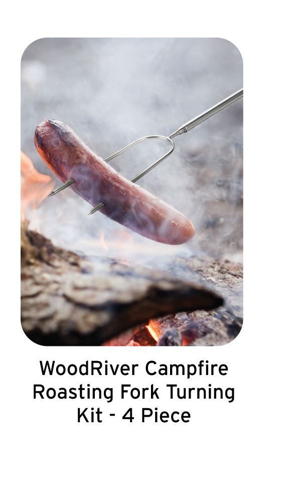 WoodRiver Campfire Roasting Fork Turning Kit - Stainless Steel - 4 Piece
