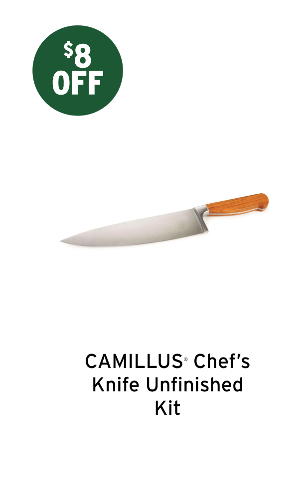 Camillus Chef Knife for Cutting Fruits Vegetables and Meat - 13-1/4" - 4116 Stainless Steel - Unfinished Kit
