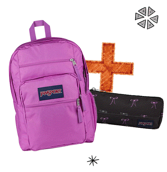 A jansport big student and basic accessory pouch combo
