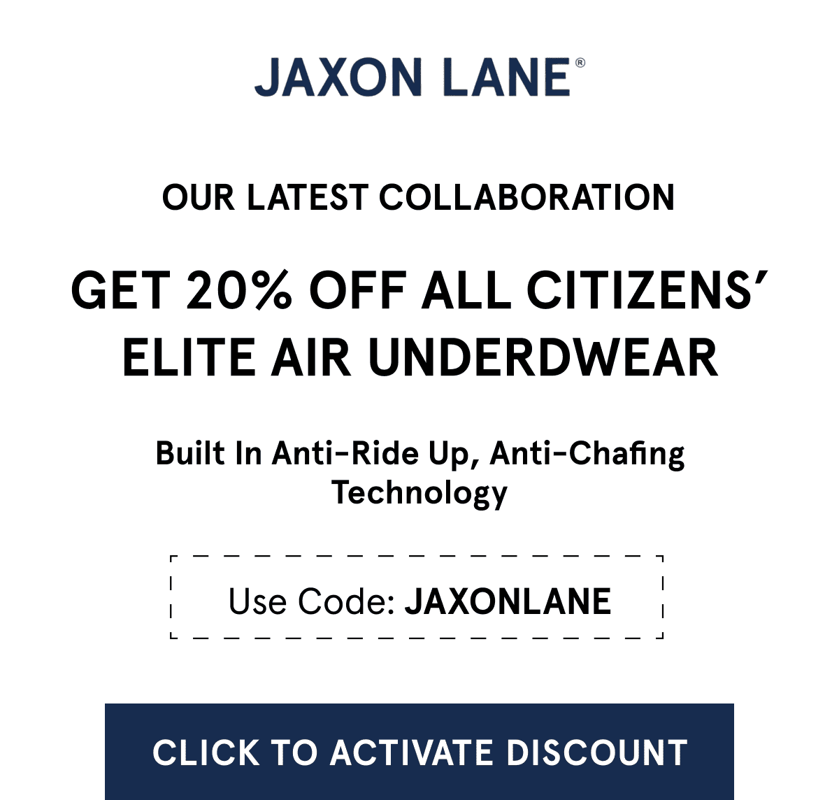 Our Latest Collaboration - Get 20% Of All Citizens' Elite Air Underwear