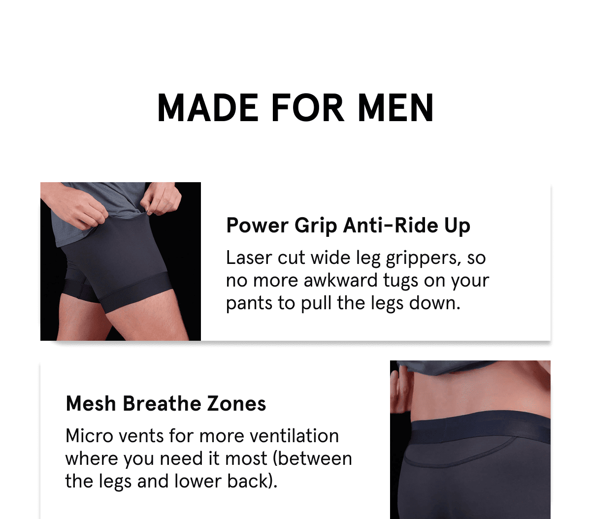 Made For Men - Power Grip Anti Ride-Up, Mesh Breathe Zones