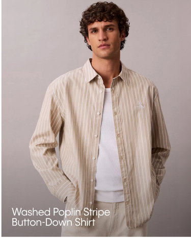 Washed Poplin Stripe Button-Down Shirt