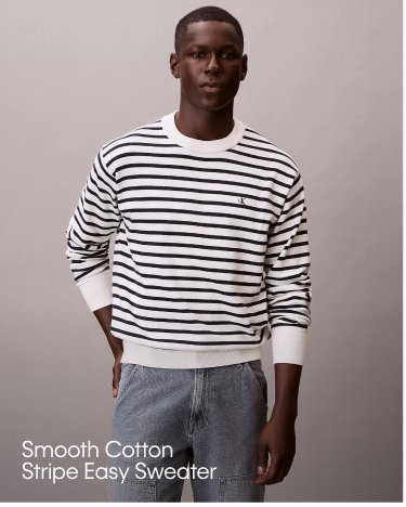 Smooth Cotton Stripe Easy Sweater