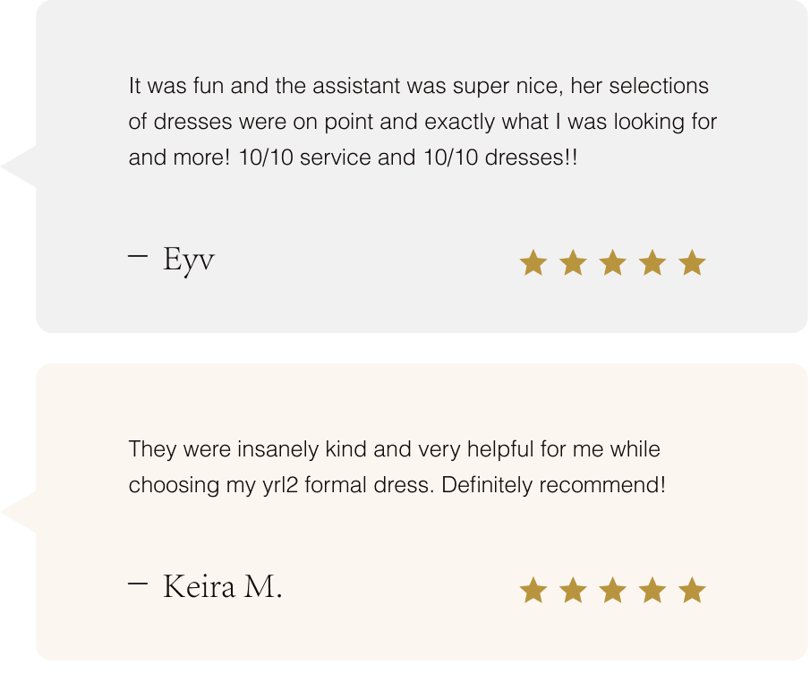 It was fun and the assistant was super nice, her selections of dresses were on point and exactly what I was looking for and more! 10/10 service and 10/10 dresses!!