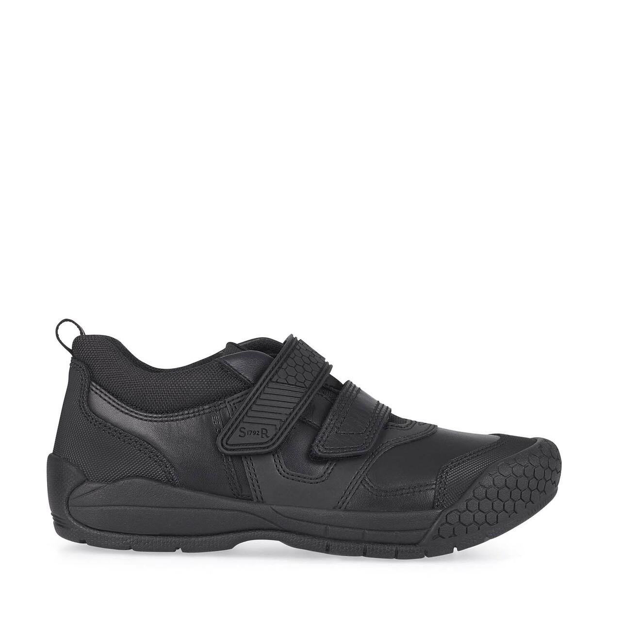 Image of Strike, Black leather boys rip-tape school shoes