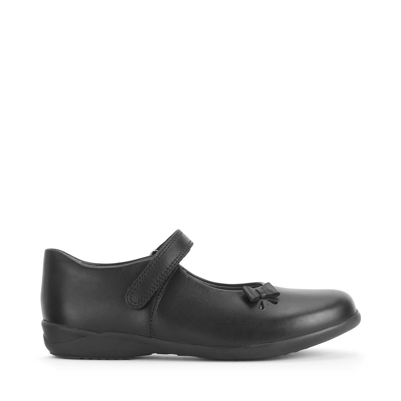 Image of Ribbon, Black leather girls rip-tape Mary-Jane bow school shoes