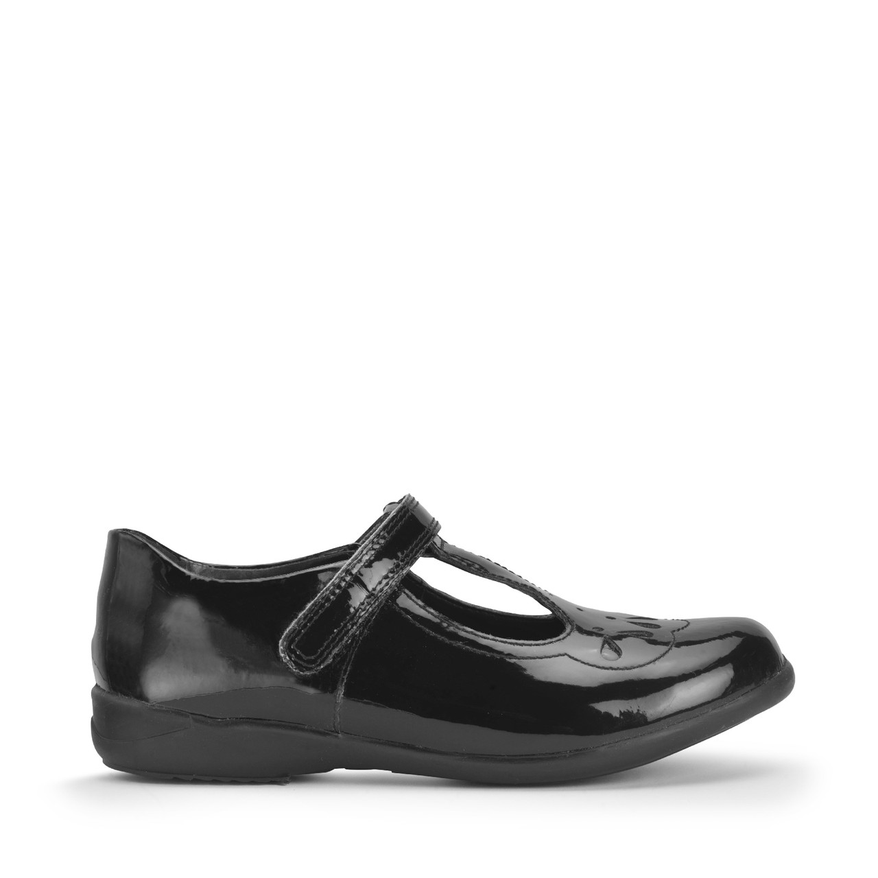 Image of Novel, Black patent Simply by Start-Rite girls rip-tape Dual-Fit T-bar school shoes
