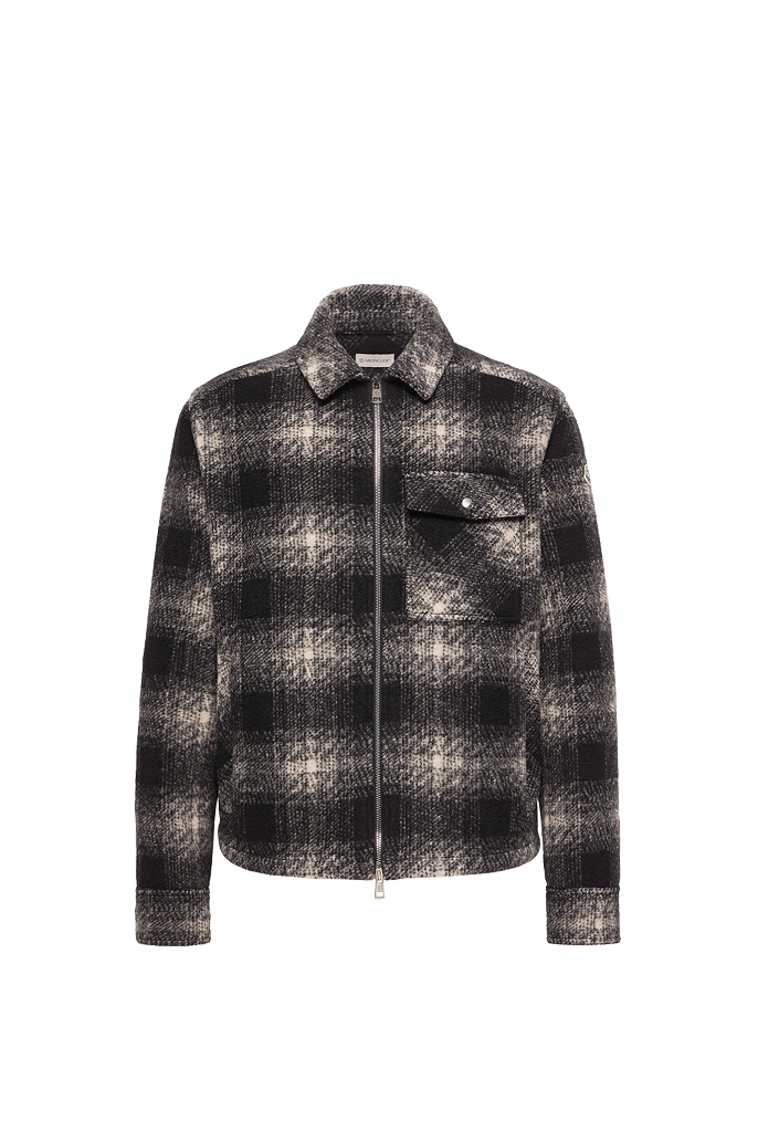 Check Jersey Zip-up Shirt