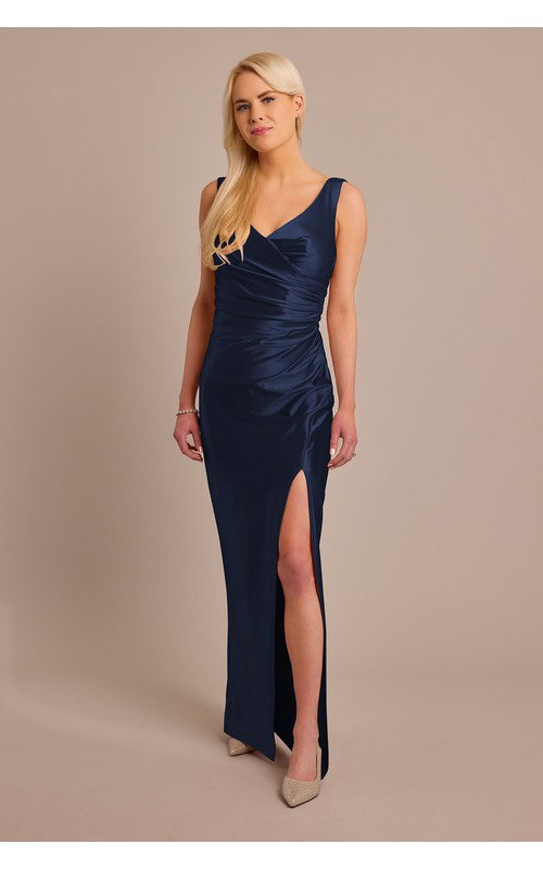 Sculpting Satin Tank Cowl Back Dress