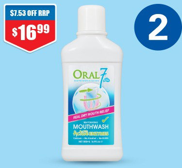 Oral7 Dry Mouth Mouthwash 500ml 30% off RRP at Chemist Warehouse sale ends 5 August 2026