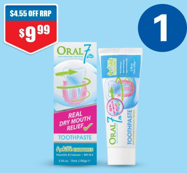 Oral7 Dry Mouth Toothpaste 75ml 30% off RRP at Chemist Warehouse sale ends 5 August 2026