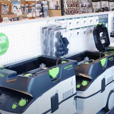 Festool dust collectors at a Rockler store