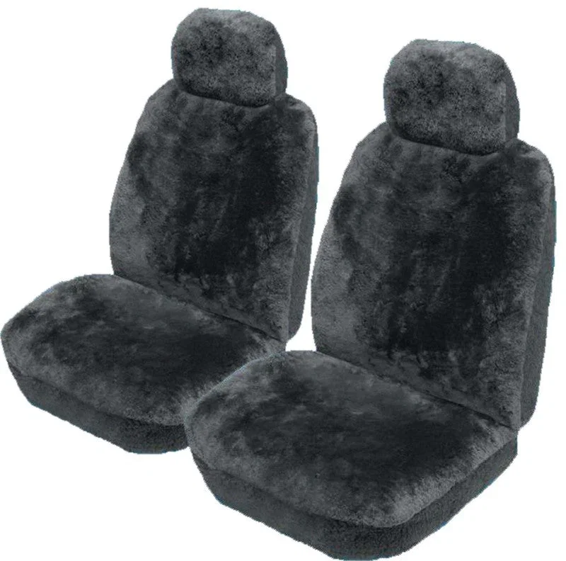 Image of Rivergum 20mm Sheepskin Universal Size 30 Seat Covers 4 Years Warranty Deploy Safe One Pair - Charcoal, Grey, Black, Ivory and Mocha