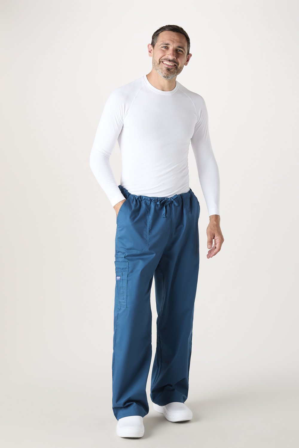 Image of Cherokee Core Stretch Unisex Drawstring Cargo Trouser, Caribbean Blue