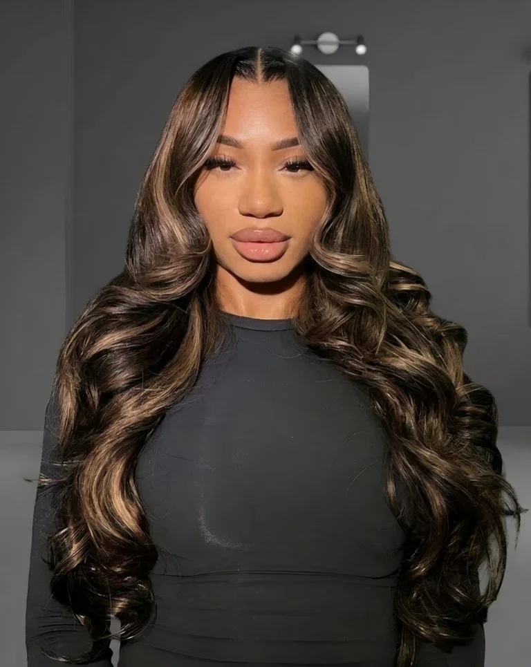 $200-$100 | Arabella 24'' = $166 Balayage Highlights Color Body Wave Multiple Lace Options Front Human Hair Wig