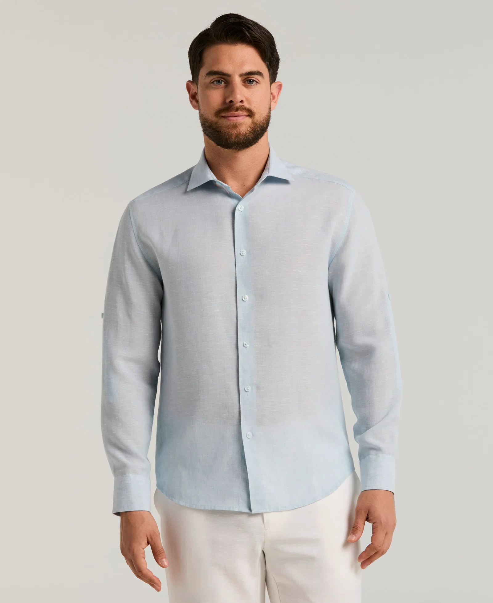 Image of Travelselect™ Linen-Blend Rolled Sleeve Shirt
