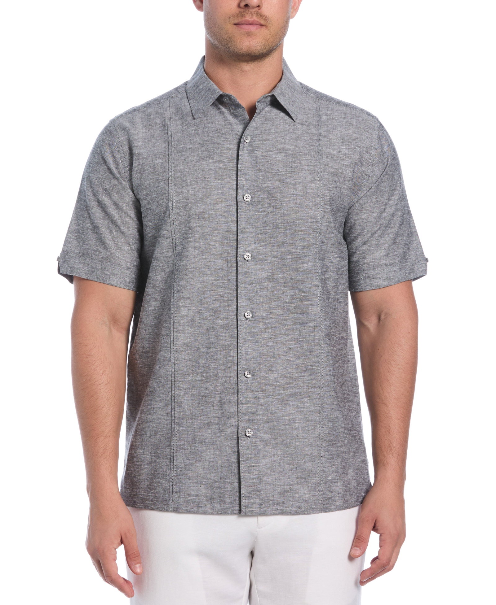 Image of Linen Blend Tuck Panel Shirt
