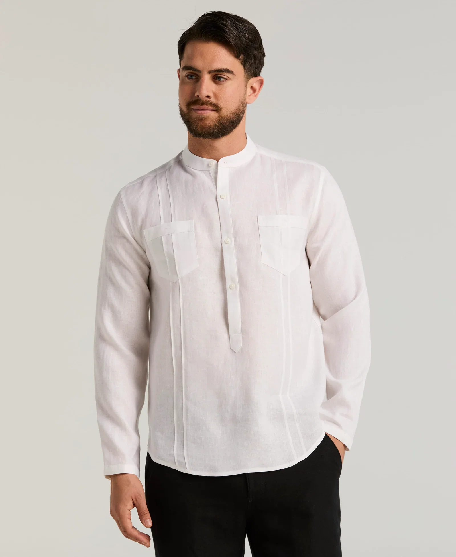 Image of Two-Pocket Pintuck Popover Shirt