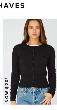 Black Fitted Cardigan Long Sleeve Crew Neck