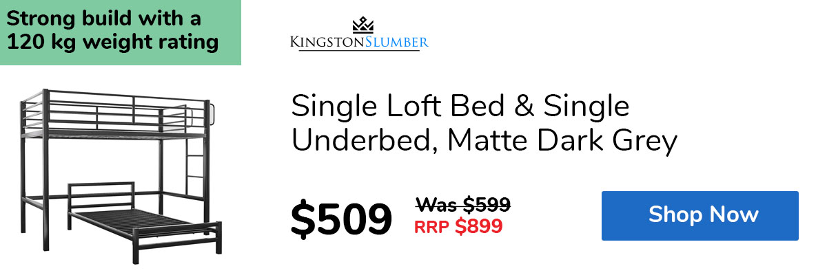 Single Loft Bed & Single Underbed, Matte Dark Grey
