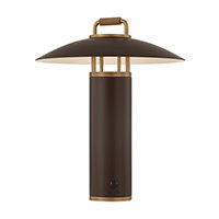 Birk 13.75 inch 2 watt Patina Brass/Bronze Outdoor Rechargeable Table Lamp by Troy Lighting