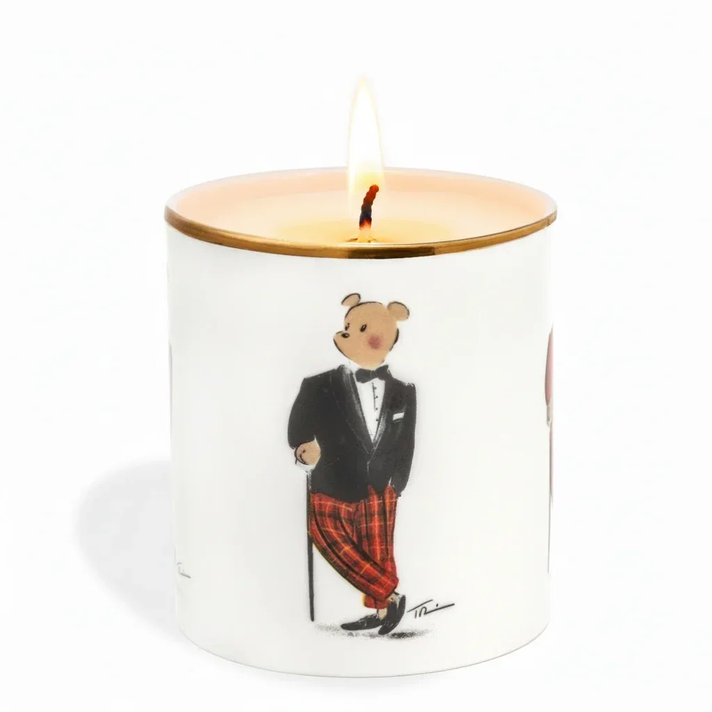 Image of Tug Rice "Hal the Bear" Fine Bone China Candle – Sandalwood & Vetiver
