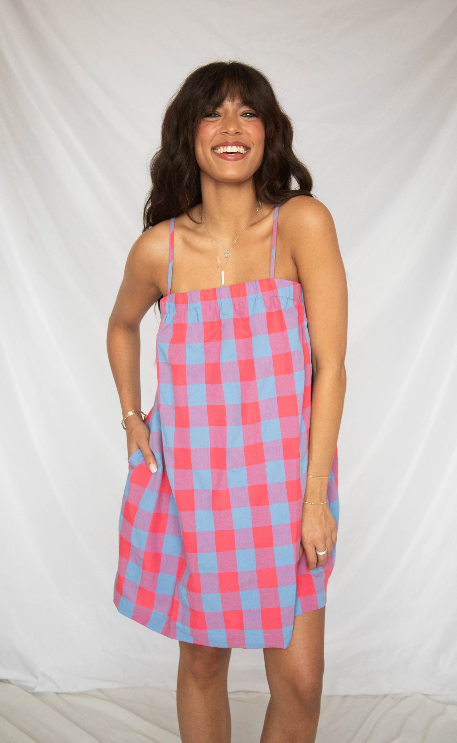 Image of blushing over you cami mini dress - blue