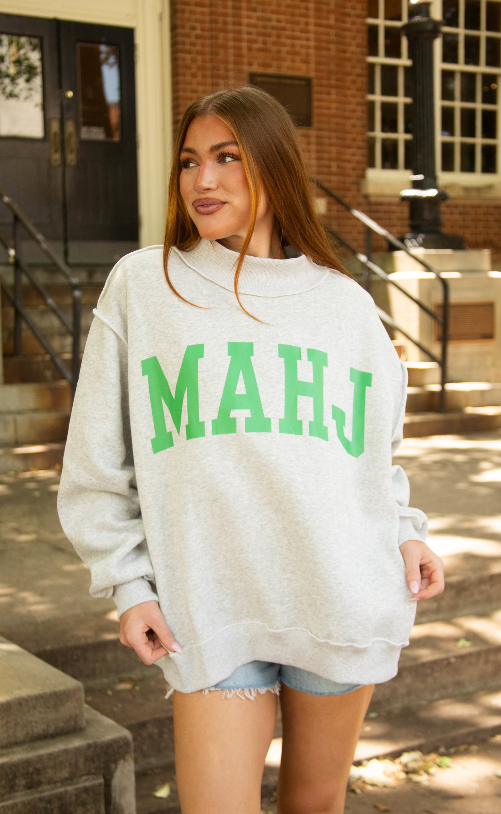 Image of mahj bam reversible mock neck - green