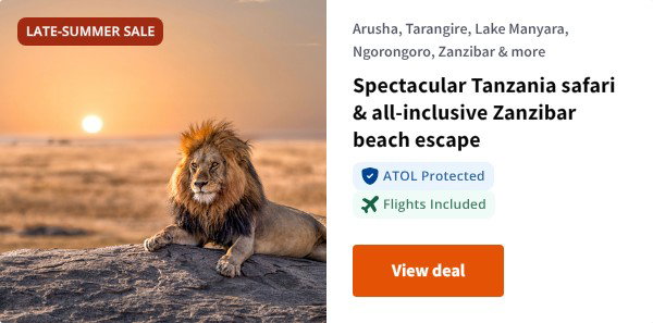 Spectacular Tanzania safari & all-inclusive Zanzibar beach escape