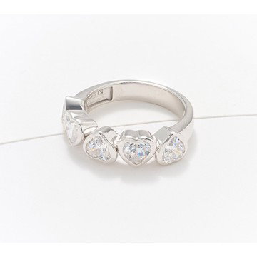 Diamonique x Kathy Levine Happy Dance Heart Band Ring Sterling Silver