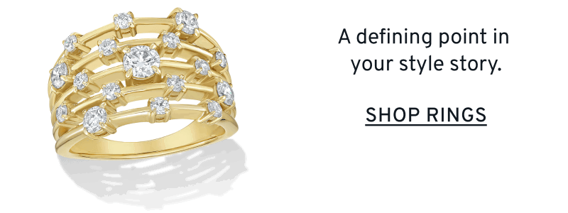 Gold multi-band ring with diamonds. A defining point in your style story. Click to Shop Rings