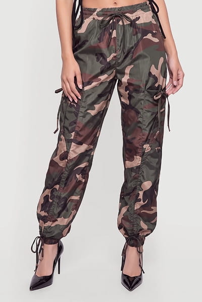 Shop Camouflage Cargo Pocket Drawstring Waist Joggers