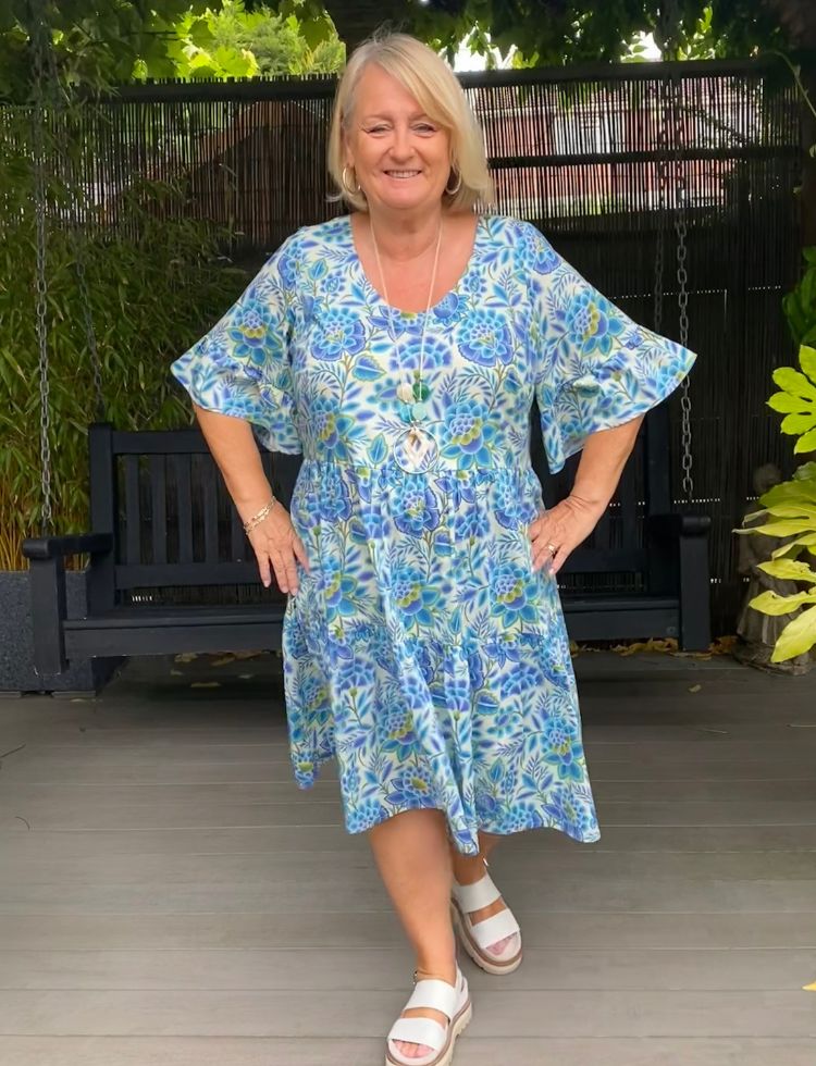 Jaynes Sewing - The Tammy Dress in Glowing Garlands Supima Cotton Lawn