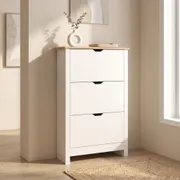 Narrow Shoe Cabinet with 3 Flip Drawers