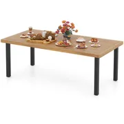 Patio Dining Table for 8 Large Rectangle Table with Wood Tabletop