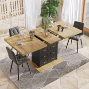 110-140cm Extendable 4-6 Seater Dining Table with Storage Drawer Base