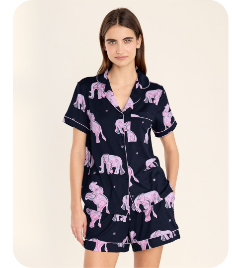 Elephant Dreamscape Print Short Pyjama Set