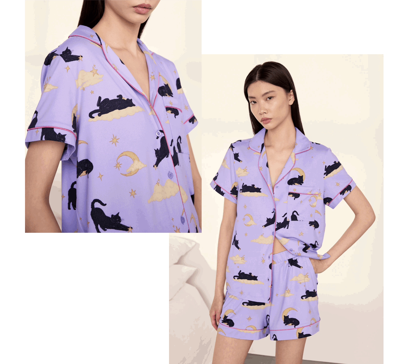 Halloween Cat Print Short Pyjama Set