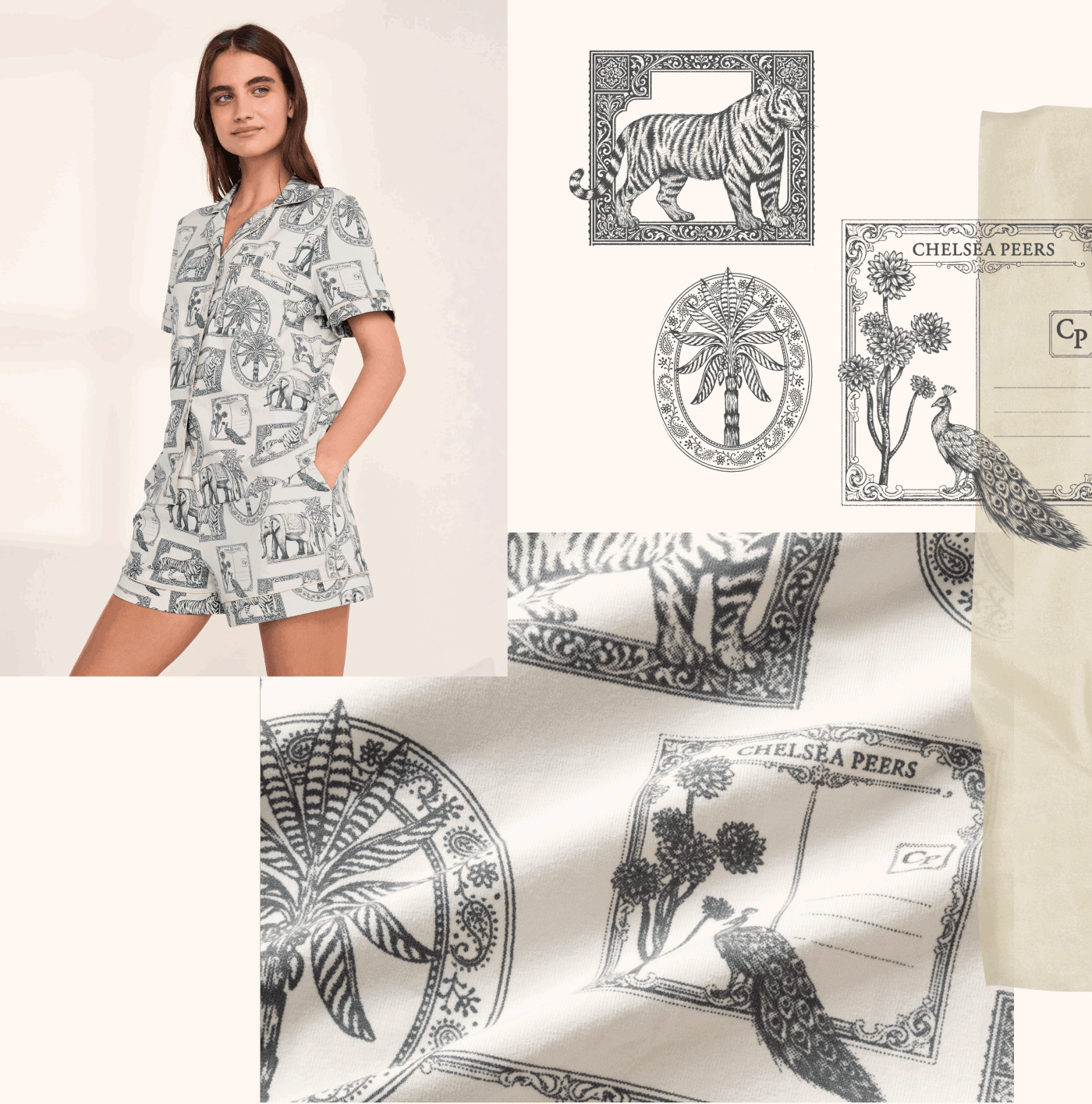 Organic Cotton Safari Stamp Print Short Pyjama Set
