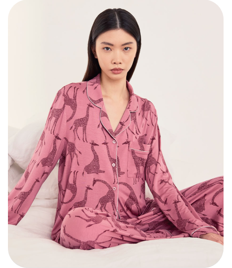 TENCEL™ Modal Tonal Giraffe Print Long Pyjama Set