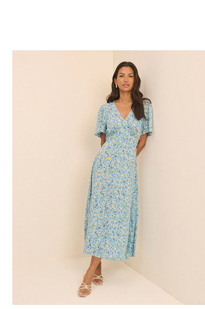 Blue Floral Atlas Midi Dress