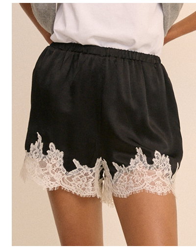 Black and White Lace Trim Virgo Shorts
