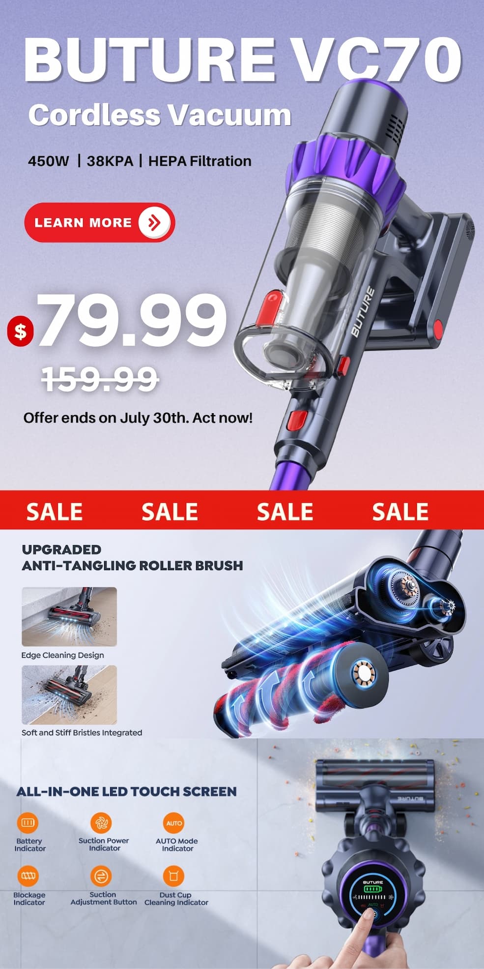 Buture VC70 cordless vacuum cleaner