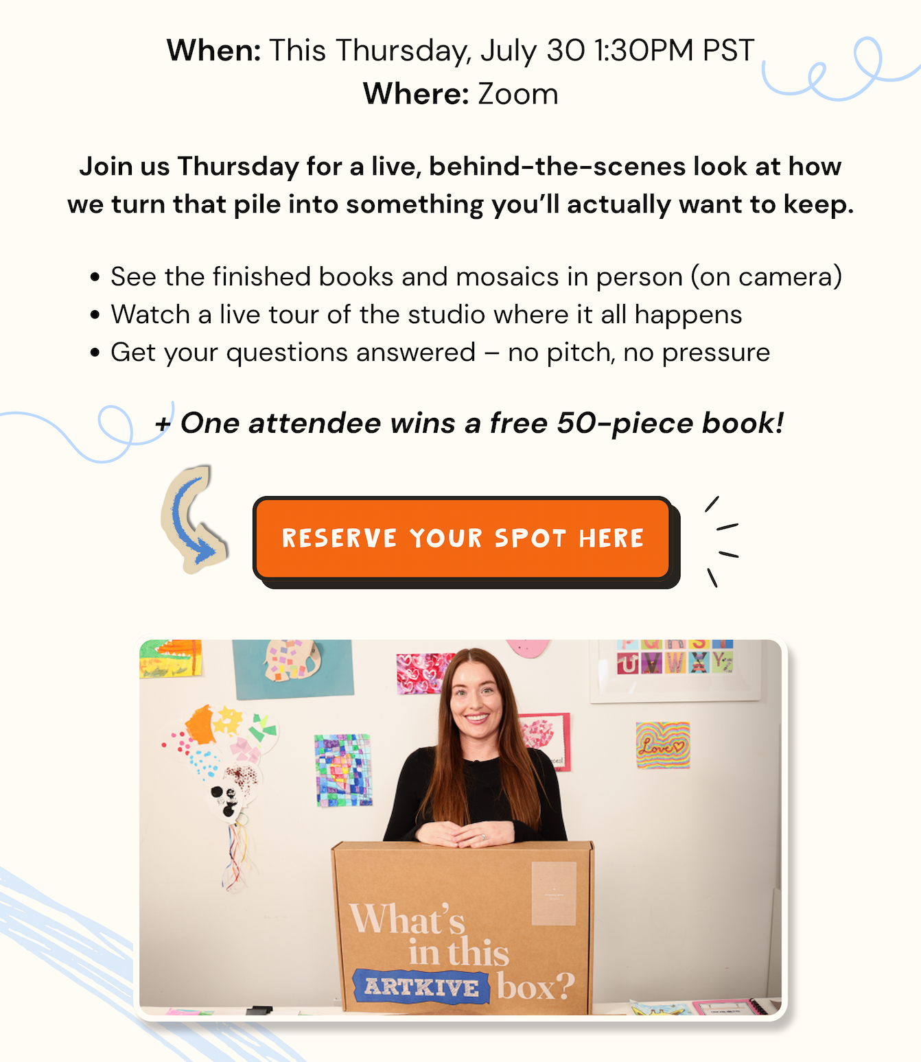 Party Details and Amy with box