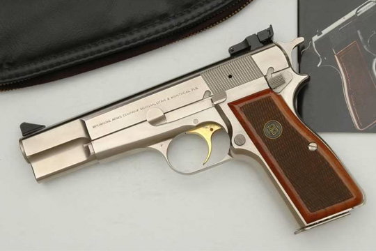 Gorgeous Nickel Browning Hi Power 9mm 1981 mfg Belgium Pouch/Manual
