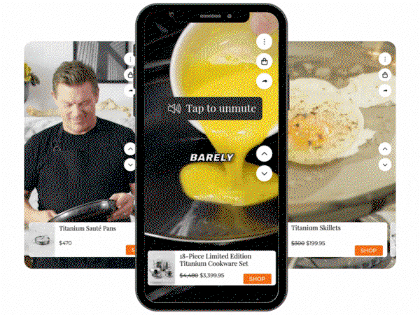 Image: Motion image features three social media Hestan consumers. Chef Tyler is impressed with the heft and design of the NanoBond Sauté Pan. Chef Trigg shows the ease of cooking eggs with NanoBond skillet. Chef Tim shows off the slippery stick resistance of NanoBond when cooking fried eggs. Click here to Unmute and Shop the 18-Piece NanoBond Set.