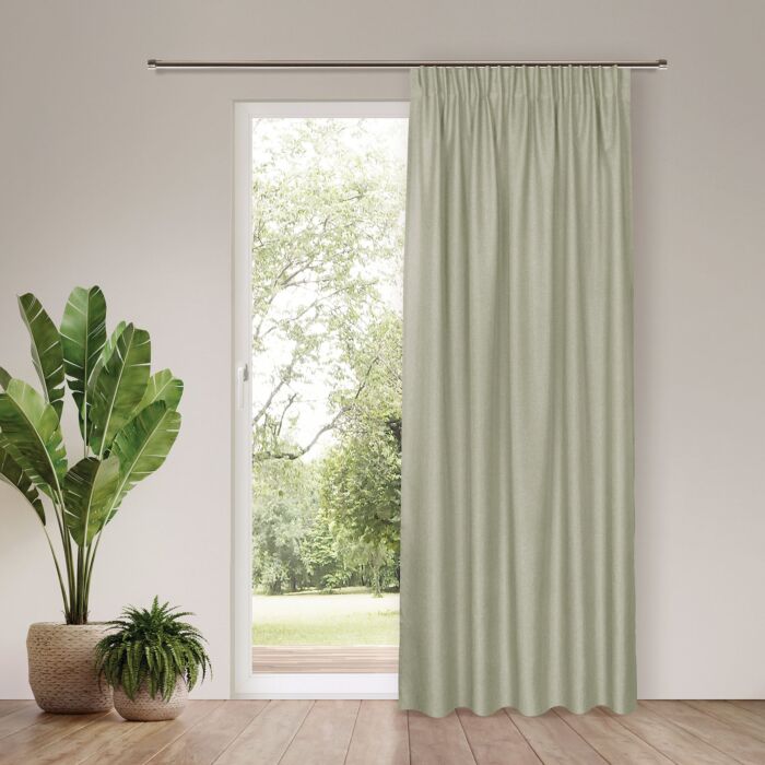 Fertigvorhang, blickdicht, abdunkelnd aus recyceltem Polyester, 140x245 cm , reseda