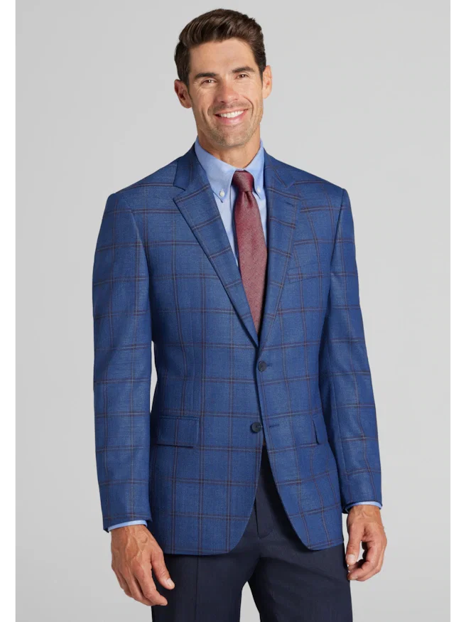 Traveler® COOL<i>MOTION</i> Traditional Fit Windowpane Sportcoat